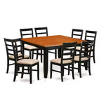 HomeStock 9-Piece Square Black Finish Solid Wood Top Dining Table with 8-Chairs