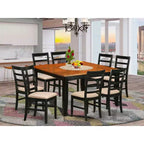 HomeStock Tavolo da pranzo a 9 pezzi con piano quadrato in legno massello con finitura nera e 8 sedie