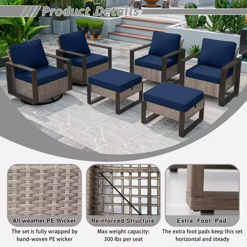 Set da conversazione per patio da esterno UPTIOT da 6 pezzi