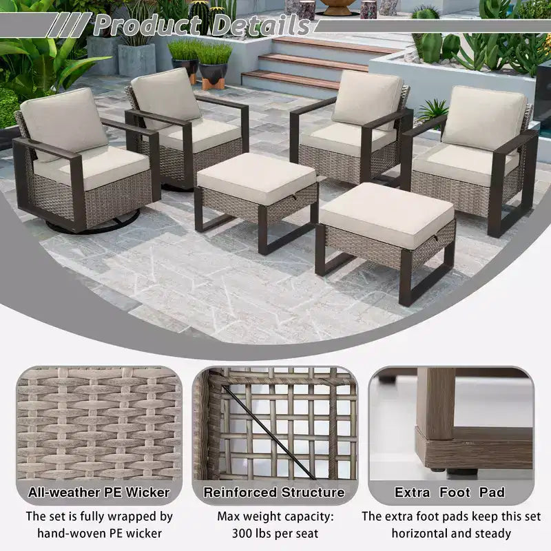 Set da conversazione per patio da esterno UPTIOT da 6 pezzi