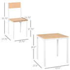 Set da pranzo in legno di 3 pezzi con tavolo quadrato, 1 tavolo e 2 sedie, e robusta struttura in metallo, ideale per piccoli spazi