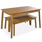 JVNOXK Set da pranzo 3 pezzi in legno di acacia con 2 panche, tavolo da picnic per birra da patio, giardino, naturale