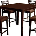Tavolo alto da bar Royal Hampton 5 pezzi in legno con sedie a crociera, marrone espresso