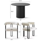 Set da pranzo moderno rotondo nero da 5 pezzi, tavolo con piedistallo e 4 sedie da pranzo imbottite in bouclé per cucina o appartamento - Panipeachy