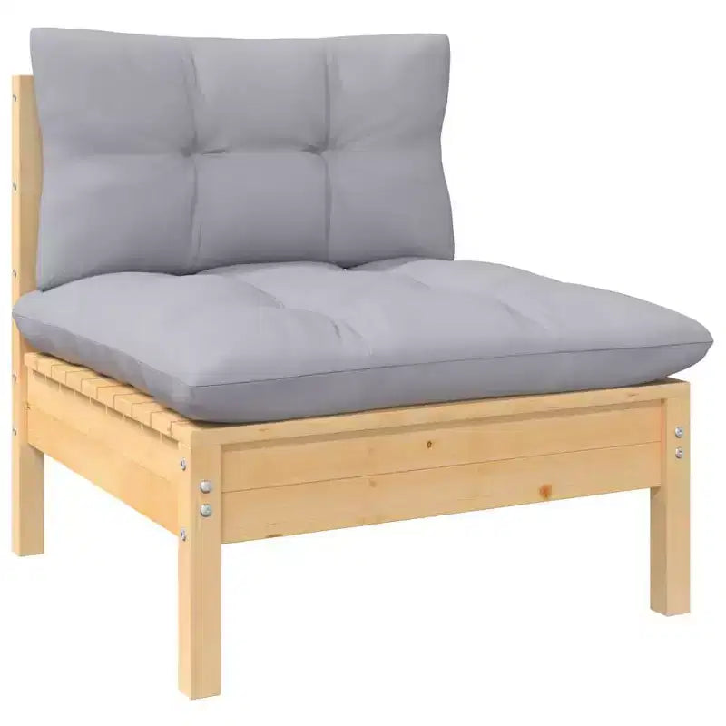Set da giardino vidaXL 10 pz in legno massello di pino con cuscini multicolore - Marrone e Grigio