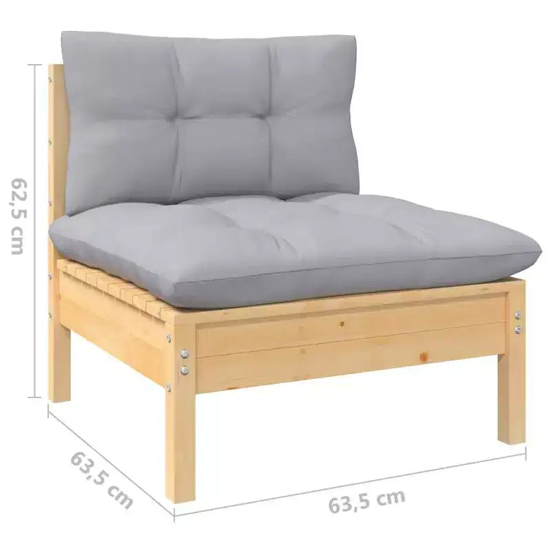 vidaXL Set Divani da Giardino 13 pz con Cuscini Grigi in Pino Massello