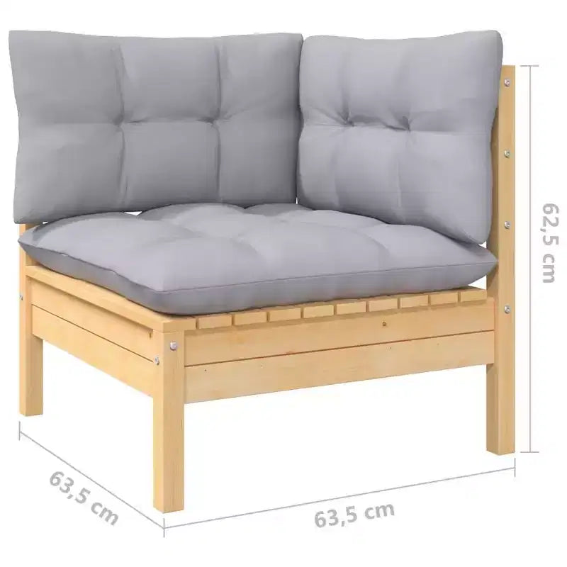 vidaXL Set Divani da Giardino 13 pz con Cuscini Grigi in Pino Massello