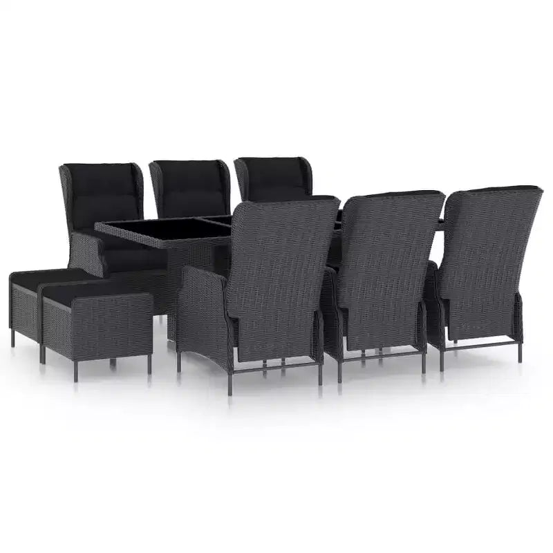 vidaXL Set da pranzo da giardino 9 pezzi tavolo e sedie in polyrattan