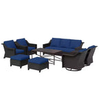 Set da esterno premium UPTIOT da 8 pezzi: divano a 3 posti, 2 sedie singole, 2 sedie girevoli, 2 pouf e tavolino da caffè