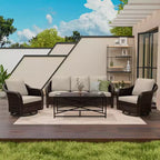 Set da giardino UPTIOT: divano a 3 posti, 2 sedie a dondolo girevoli e tavolino da caffè per un comfort adatto a ogni condizione atmosferica