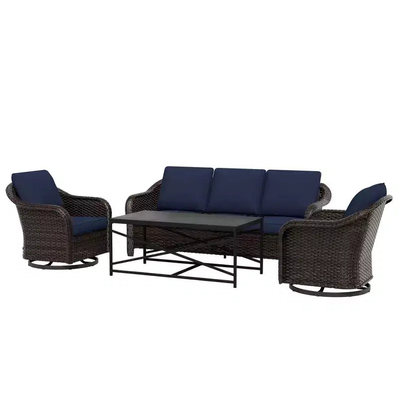 Set da giardino UPTIOT: divano a 3 posti, 2 sedie a dondolo girevoli e tavolino da caffè per un comfort adatto a ogni condizione atmosferica