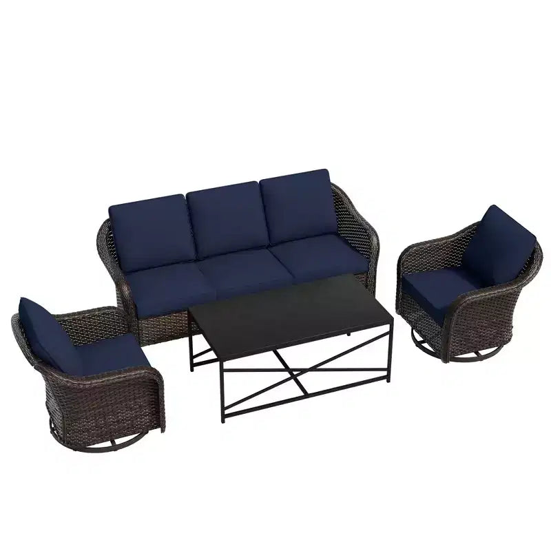 Set da giardino UPTIOT: divano a 3 posti, 2 sedie a dondolo girevoli e tavolino da caffè per un comfort adatto a ogni condizione atmosferica