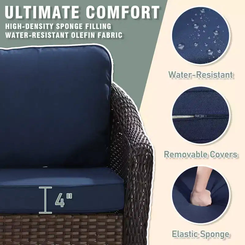 Set da giardino UPTIOT: divano a 3 posti, 2 sedie a dondolo girevoli e tavolino da caffè per un comfort adatto a ogni condizione atmosferica