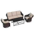 Set da giardino UPTIOT: divano a 3 posti, 2 sedie a dondolo girevoli e tavolino da caffè per un comfort adatto a ogni condizione atmosferica