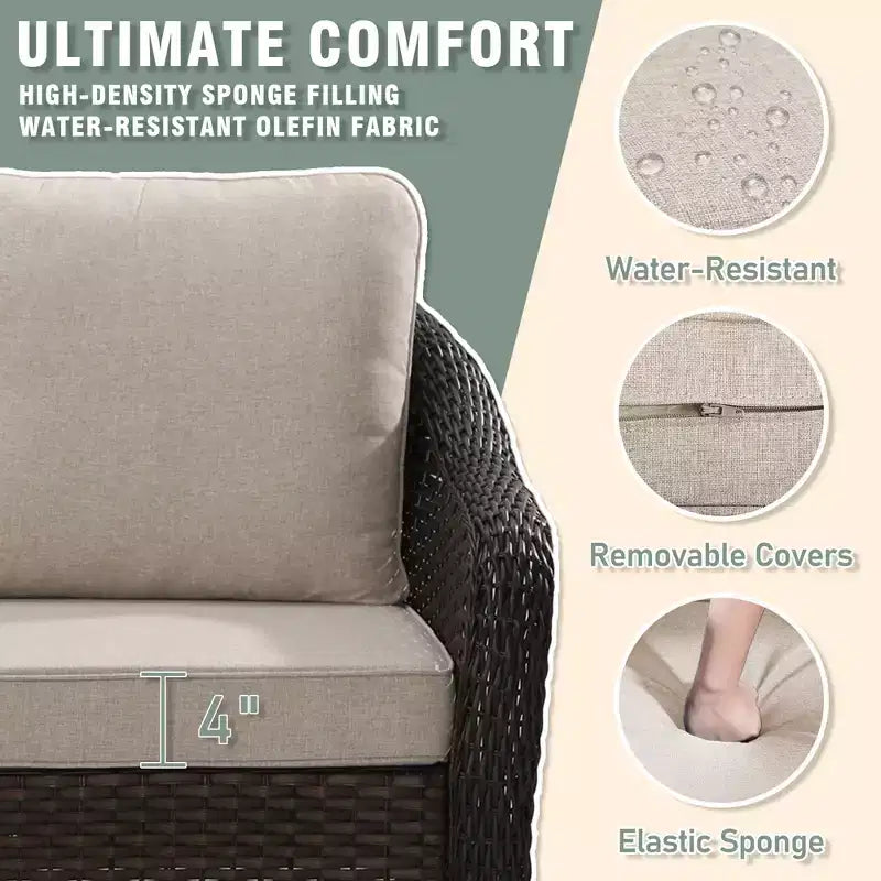 Set da giardino UPTIOT: divano a 3 posti, 2 sedie a dondolo girevoli e tavolino da caffè per un comfort adatto a ogni condizione atmosferica