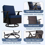 Set da esterno premium UPTIOT: divano a 3 posti, doppia chaise longue, 2 pouf e 2 poltrone dondolo girevoli per il comfort in patio