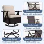 Set da esterno premium UPTIOT: divano a 3 posti, doppia chaise longue, 2 pouf e 2 poltrone dondolo girevoli per il comfort in patio