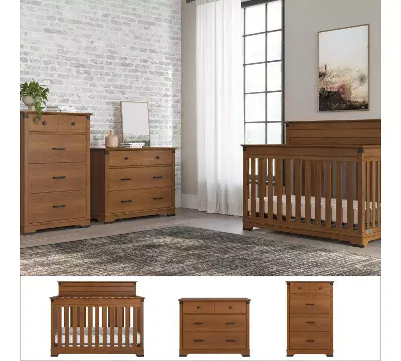 Child Craft Redmond Full Panel Crib, Dresser and Chest Nursery Set, 3-Piece, Includes 4-in-1 Convertible Crib, Dresser and Chest