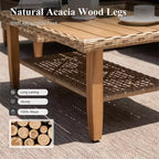 Divani Sezionali da Esterno in Rattan Intrecciato di Captiva Designs con Poggiapiedi e Cuscini