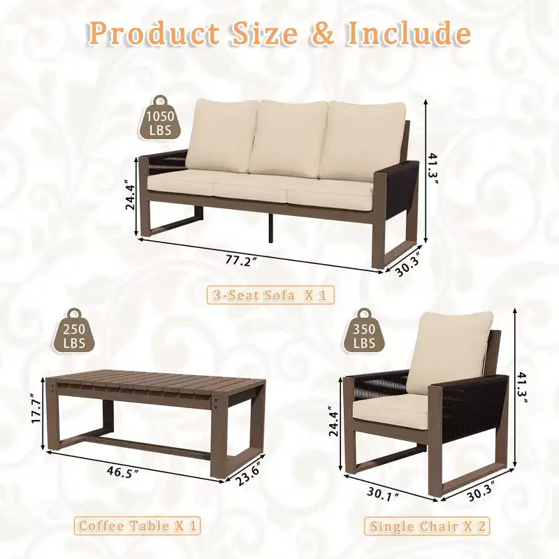 Set da Esterno UPTIOT con Legno di Tsuga di Alta Qualità e Comfort Resistente all'Acqua