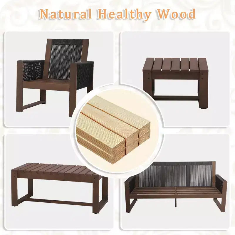 Set da Esterno UPTIOT con Legno di Tsuga di Alta Qualità e Comfort Resistente all'Acqua