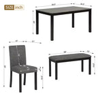 Set da pranzo da 6 pezzi Sumyeg con tavolo rettangolare, sedie e panca per sala da pranzo