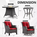 Set da esterno UPTIOT da 6 pezzi con sedie girevoli, poltrone, tavolino e braciere
