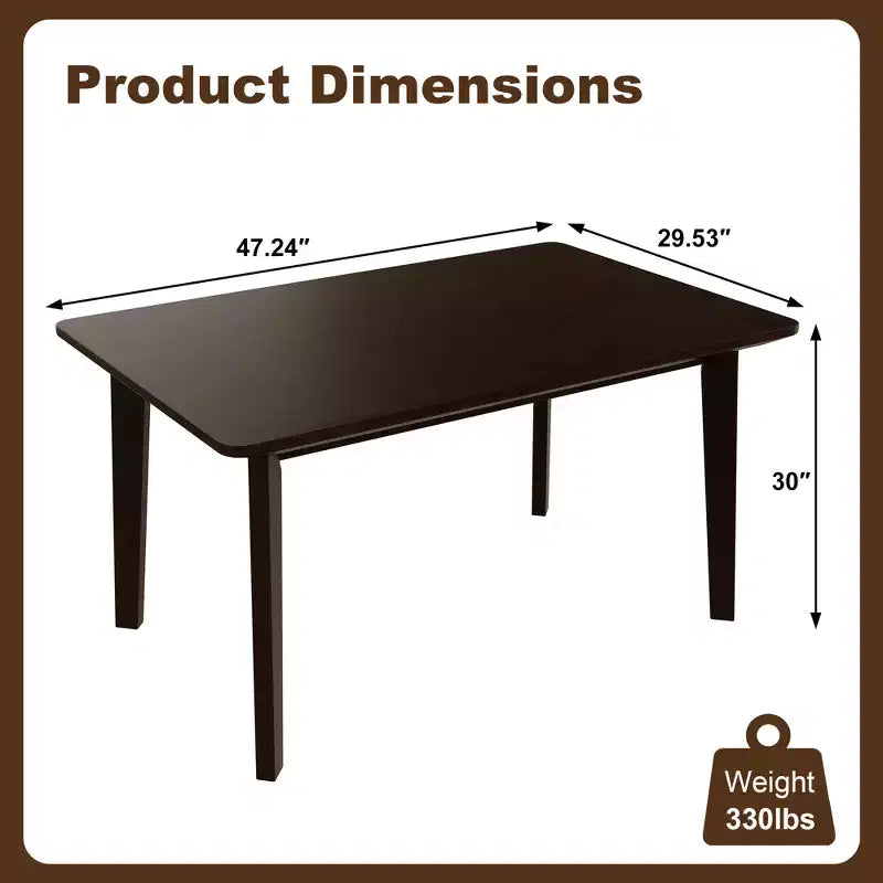 Set da pranzo 5 pezzi GDFStudio Conner in stile rustico, 1 tavolo in legno massello e 4 sedie imbottite