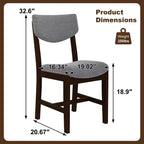 Set da pranzo 5 pezzi GDFStudio Conner in stile rustico, 1 tavolo in legno massello e 4 sedie imbottite