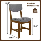 Set da pranzo 5 pezzi GDFStudio Conner in stile rustico, 1 tavolo in legno massello e 4 sedie imbottite