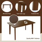 Set da pranzo 5 pezzi GDFStudio Conner in stile rustico, 1 tavolo in legno massello e 4 sedie imbottite