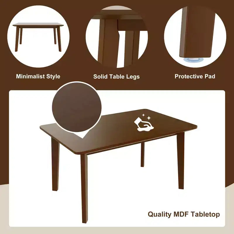 Set da pranzo 5 pezzi GDFStudio Conner in stile rustico, 1 tavolo in legno massello e 4 sedie imbottite