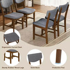 Set da pranzo 5 pezzi GDFStudio Conner in stile rustico, 1 tavolo in legno massello e 4 sedie imbottite