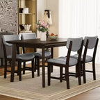 Set da pranzo 5 pezzi GDFStudio Conner in stile rustico, 1 tavolo in legno massello e 4 sedie imbottite