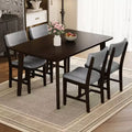 Set da pranzo 5 pezzi GDFStudio Conner in stile rustico, 1 tavolo in legno massello e 4 sedie imbottite