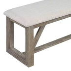 Set da pranzo rustico da 6 pezzi per 5 persone, set tavolo rettangolare con base a trapezio e 4 sedie imbottite e panca per sala da pranzo