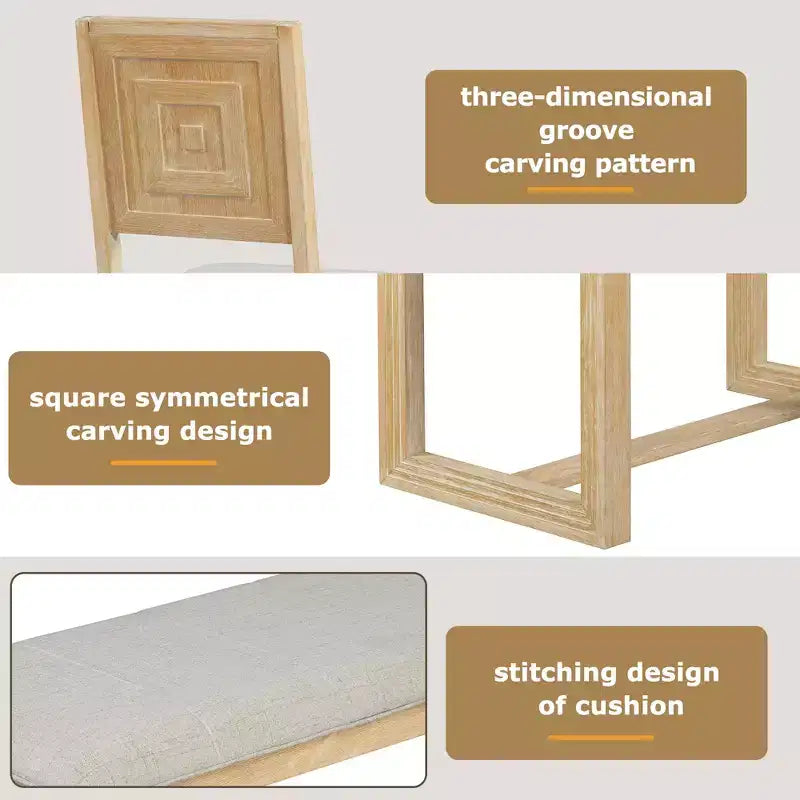 Set da pranzo rustico da 6 pezzi per 5 persone, set tavolo rettangolare con base a trapezio e 4 sedie imbottite e panca per sala da pranzo