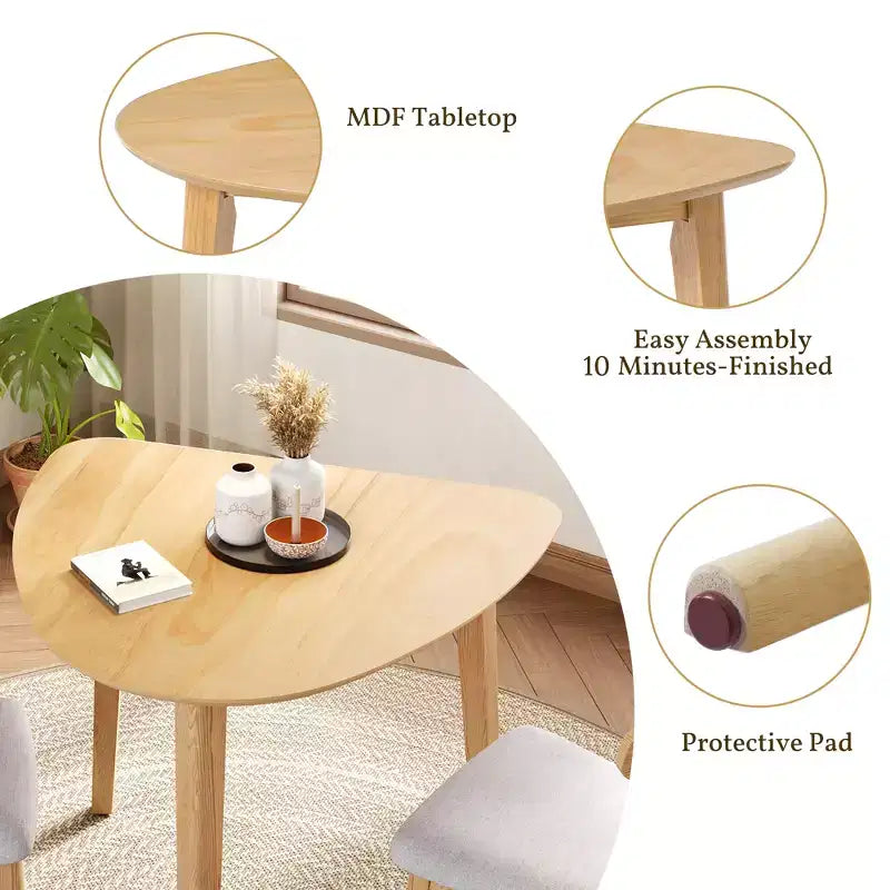 Set tavolo moderno 3 pezzi GDFStudio Delgado con 2 sedie in legno curvato