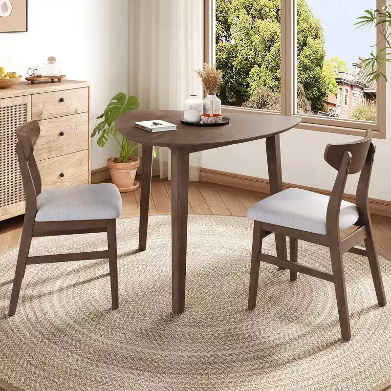 Set tavolo moderno 3 pezzi GDFStudio Delgado con 2 sedie in legno curvato