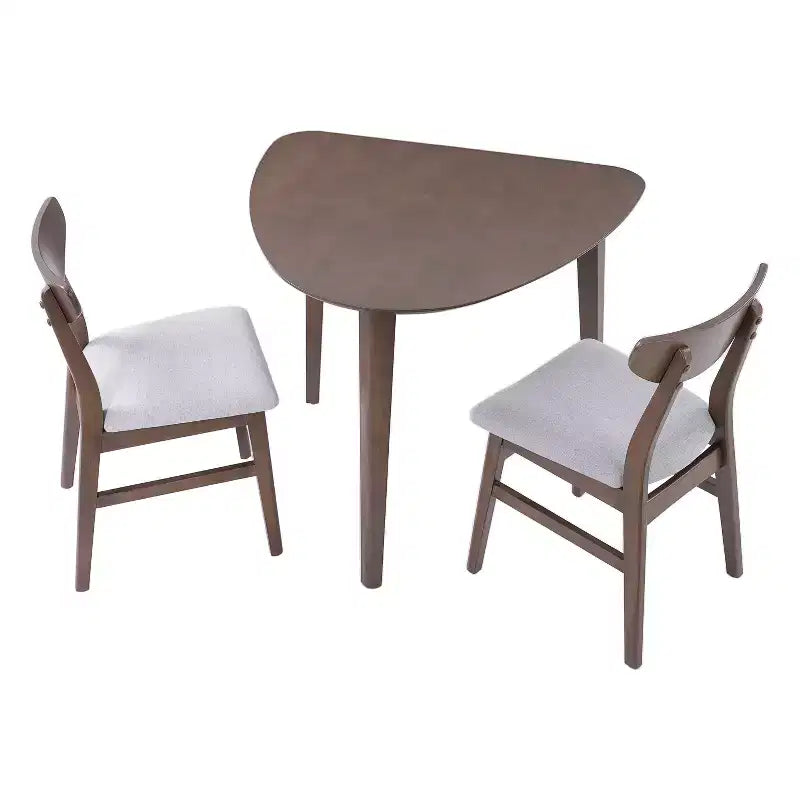 Set tavolo moderno 3 pezzi GDFStudio Delgado con 2 sedie in legno curvato