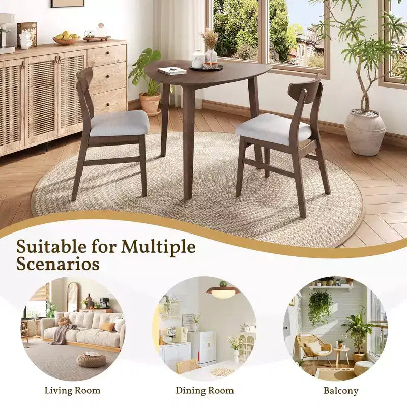 Set tavolo moderno 3 pezzi GDFStudio Delgado con 2 sedie in legno curvato
