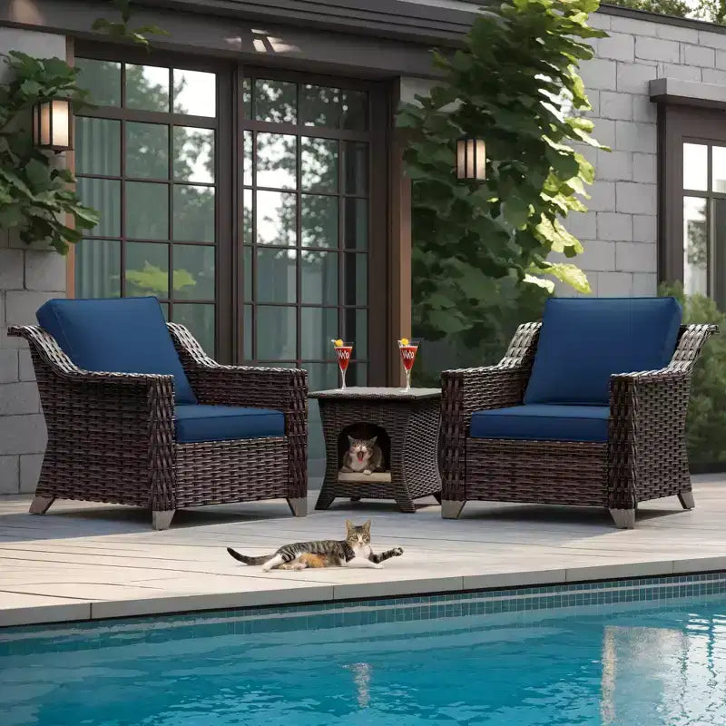 Set di sedie da giardino premium in rattan UPTIOT con tavolino da caffè per spazi esterni a misura di animale domestico