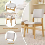 Set da pranzo moderno 5 pezzi GDFStudio Crawford - Tavolo rettangolare in legno massello e sedie in lino imbottite