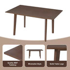 Set da pranzo moderno 5 pezzi GDFStudio Crawford - Tavolo rettangolare in legno massello e sedie in lino imbottite
