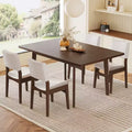 GDFStudio Crawford 5-Piece Modern Dining Set - Rectangular Solid Wood Table & Upholstered Linen Chairs