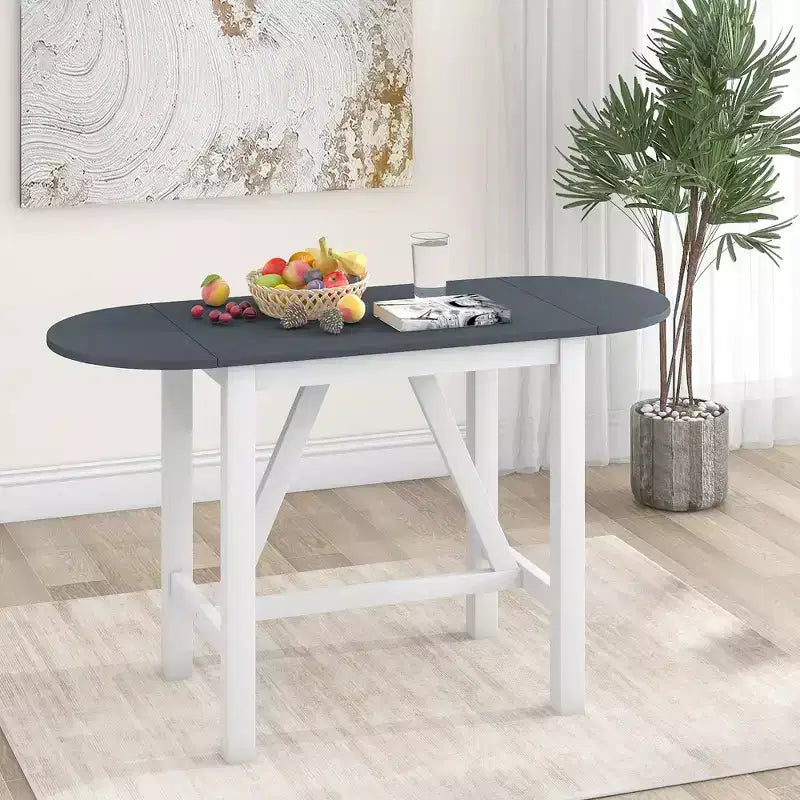 Set da pranzo pieghevole in legno da 3 pezzi con tavolo a ribalta e 2 sedie imbottite alte per piccoli spazi