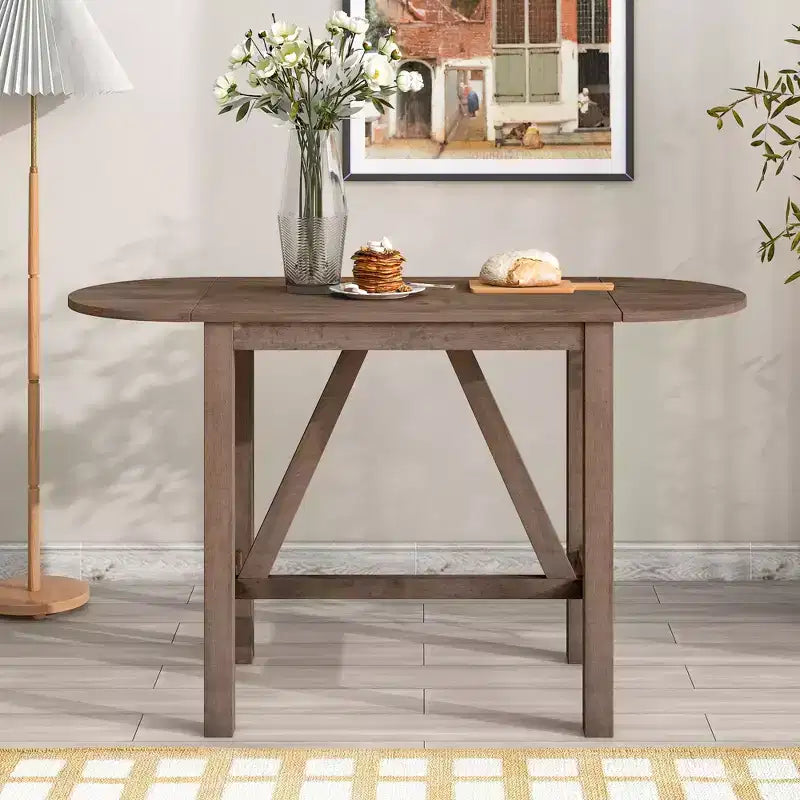 Set da pranzo pieghevole in legno da 3 pezzi con tavolo a ribalta e 2 sedie imbottite alte per piccoli spazi