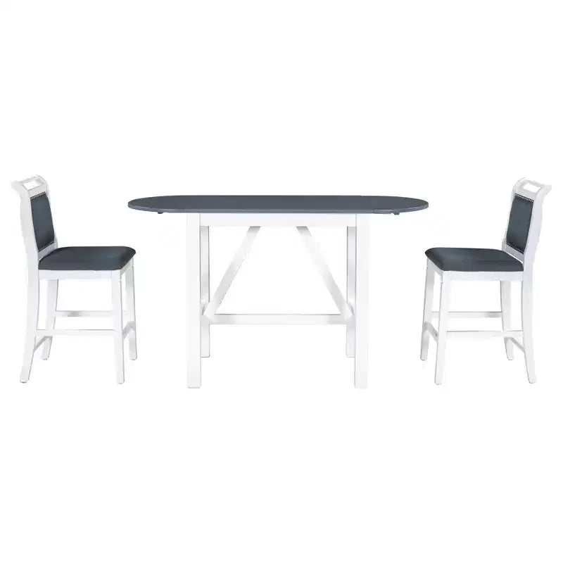 Set da pranzo pieghevole in legno da 3 pezzi con tavolo a ribalta e 2 sedie imbottite alte per piccoli spazi