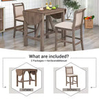 Set da pranzo pieghevole in legno da 3 pezzi con tavolo a ribalta e 2 sedie imbottite alte per piccoli spazi