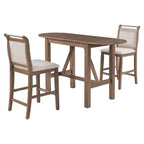 Set da pranzo pieghevole in legno da 3 pezzi con tavolo a ribalta e 2 sedie imbottite alte per piccoli spazi